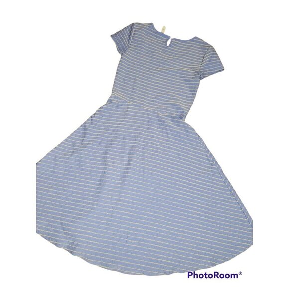 Women's MATILDA JANE Dress Exploration Blue Tan Stripes Small Knit - Picture 4 of 9